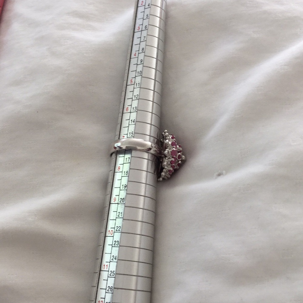 Real Ruby Ring, Dome Shape Silver Setting - image 3